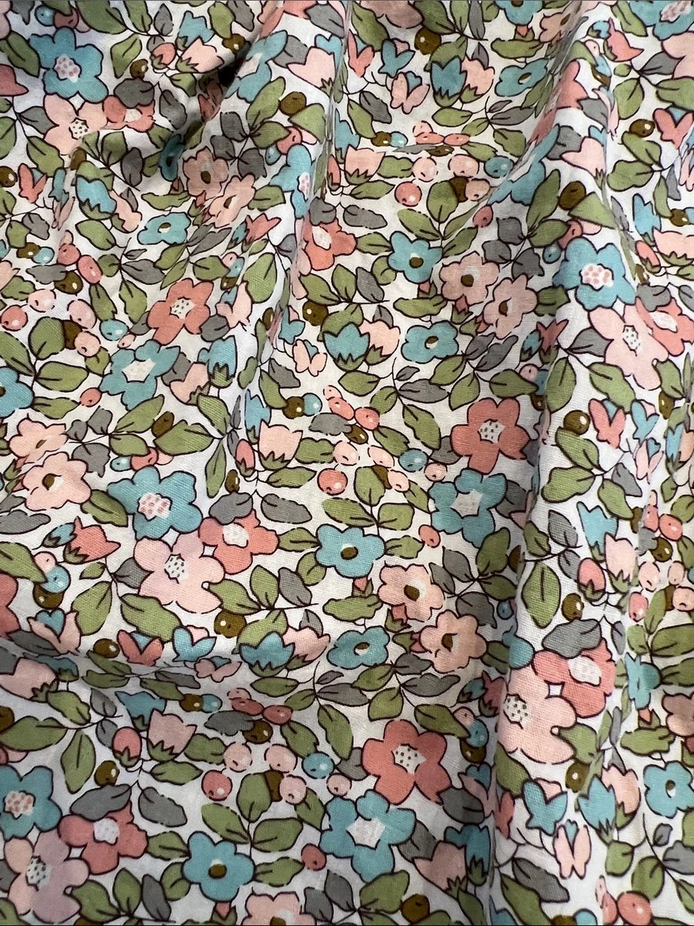 100% Cotton Liberty Print Spring Floral Pattern Dress with Shirring & Embroidery